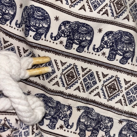 Canvas Elephant Print Drawstring Backpack Bohemian, Hippie - Picture 9 of 14